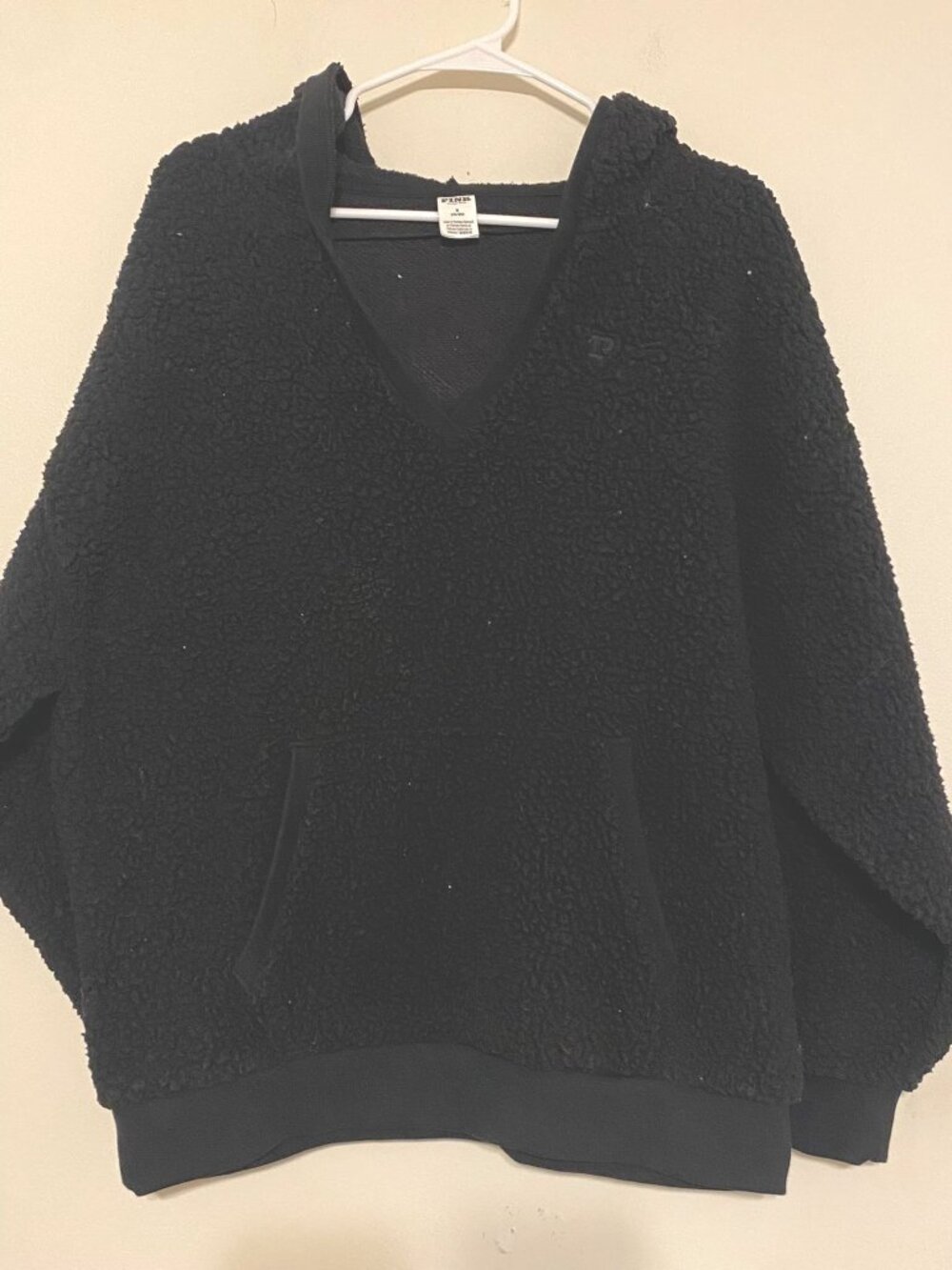 VS PINK Victoria's Secret Black Oversized Fleece Pullover Jacket Size Medium